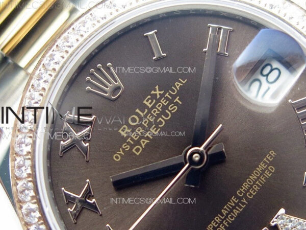 DateJust 31mm 72610 SS/Crystals Bezel APSF Best Edition Green Dial Roman Markers on Oyster Bracelet A2824 – Bild 7