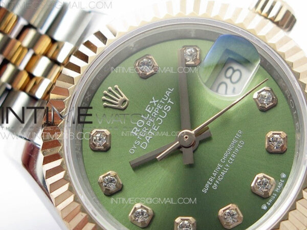 Datejust 28mm 279179 SS/RG APSF Best Edition Green Dial Crystals Markers on SS/RG Jubilee Bracelet NH05 – Bild 7