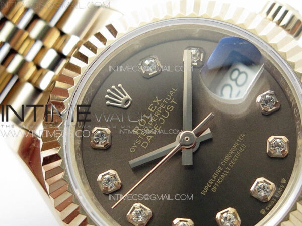 Datejust 28mm 279179 RG APSF Best Edition Brown Dial Crystals Markers on SS Jubilee Bracelet NH05 – Bild 8