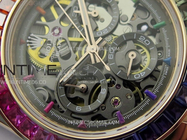 Blacken Daytona RG Rainbow Bezel GETF Best Edition Skeleton Dial on Rubber Strap SA4130 – Bild 7