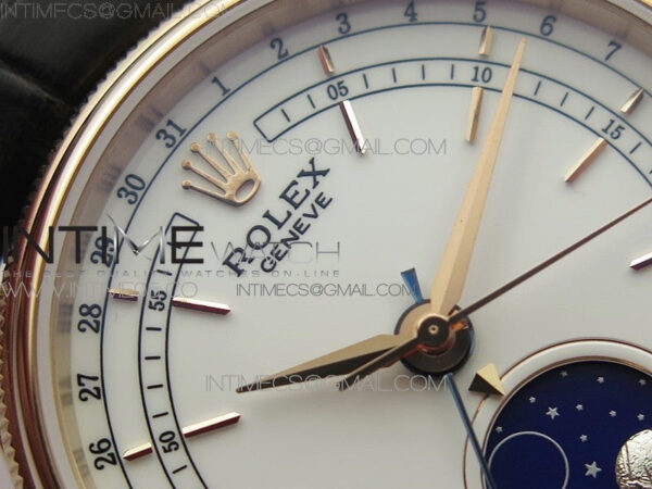 Cellini 50535 Moonphase RG GMF Best Edition White Dial on Brown Leather Strap A3195 – Bild 7