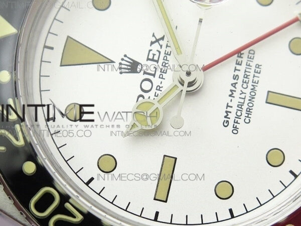 Vintage GMT Master 6542 Black/Red Bezel B12 White Dial on SS Bracelet A2836 – Bild 7