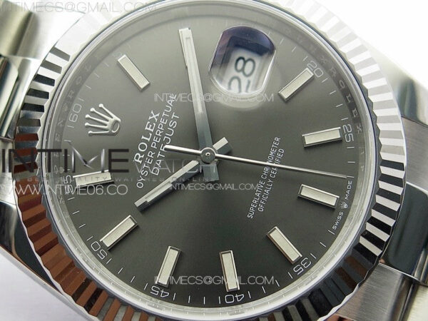 DateJust 41 126334 Clean 1:1 Best Edition 904L Steel Gray Stick Dial on Oyster Bracelet VR3235 – Bild 7