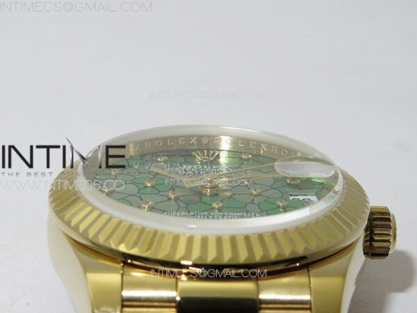 DateJust 31mm 278274 YG GMF Best Edition Green Flowers Crystals Dial on YG President Bracelet A2824 – Bild 8