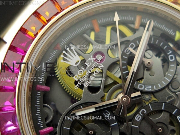 Blacken Daytona RG Rainbow Bezel GETF Best Edition Skeleton Dial on Rubber Strap SA4130 – Bild 8