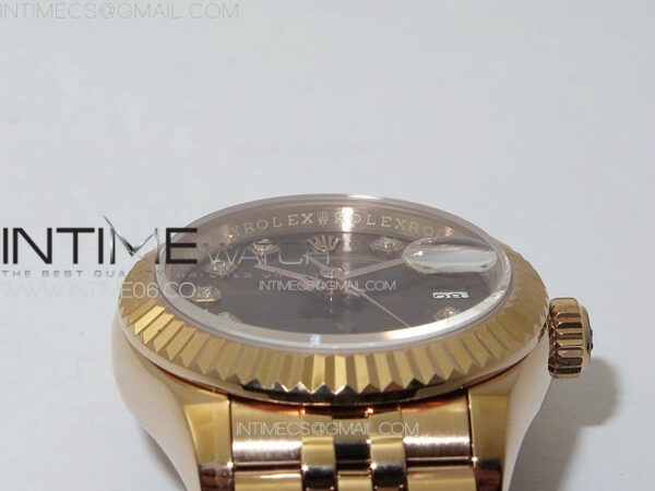 Datejust 28mm 279179 RG APSF Best Edition Brown Dial Crystals Markers on SS Jubilee Bracelet NH05 – Bild 7