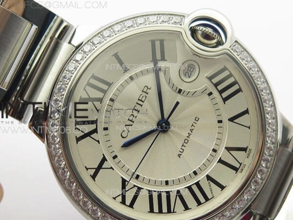Ballon Bleu 42mm Diamonds Bezel SS K3F 1:1 Best Edition White Texture Dial on SS Bracelet A2824 – Bild 8