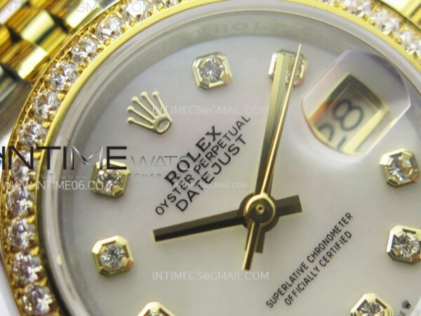 Datejust 28mm 279173 Crystals Bezel SS/YG APSF Best Edition Green Dial Crystals Markers on Jubilee Bracelet NH05 – Bild 8