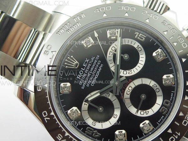 Daytona 116500LN APSF Black Dial Crystals Markers On SS BraceletSlim A7750 – Bild 8
