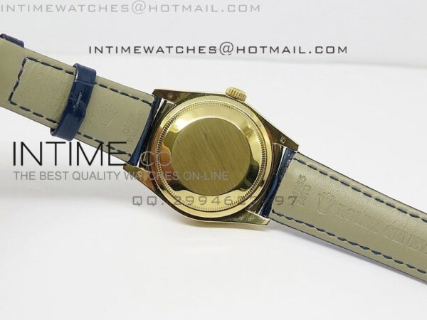 DayDate YG 36mm Blue Dial Diamond Bezel On Leather Strap – Bild 8