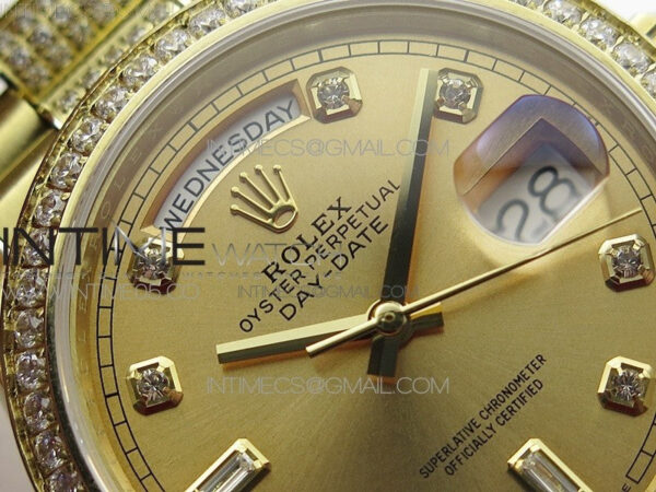 Day-Date 36 128235 YG/Crystal BP Best Edition YG Crystal Marker Dial on YG President Bracelet A2836 – Bild 8
