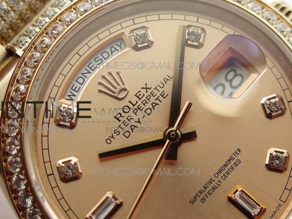 Day-Date 36 128235 RG/Crystal BP Best Edition RG Crystal Marker Dial on RG President Bracelet A2836 – Bild 8