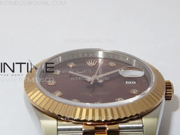 DateJust 41 126331 904L SS/RG GMF 1:1 Best Edition Rrown Dial Crystals Markers On Jubilee Bracelet VR3235 – Bild 8