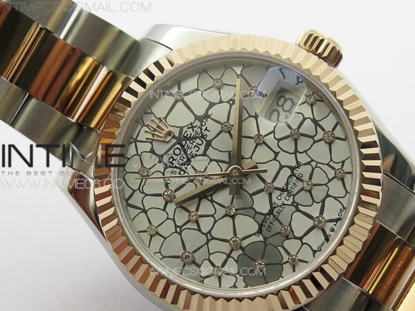 DateJust 31mm 72610 SS/RG APSF Best Edition Blue Flowers Crystals Dial on Oyster Bracelet A2824 – Bild 8