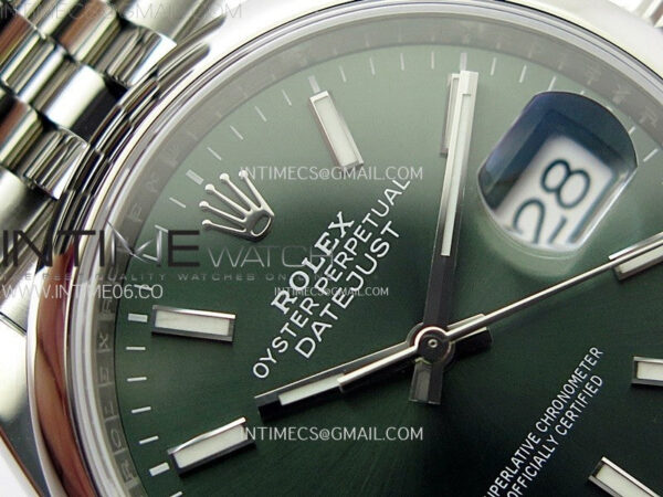 DateJust 36 SS 126200 904L Steel VSF 1:1 Best Edition Green Dial Sticks Markers on Jubilee Bracelet VS3235 – Bild 8
