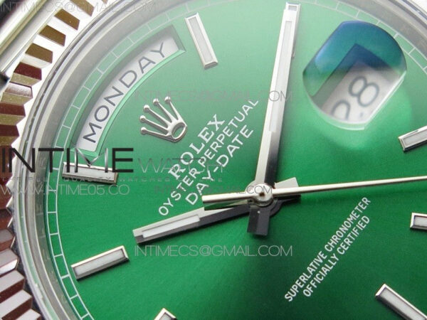 Day-Date 40mm 228239 BP New Dial Version 904 SS Green Stick Markers Dial on SS President Bracelet A2836 – Bild 8