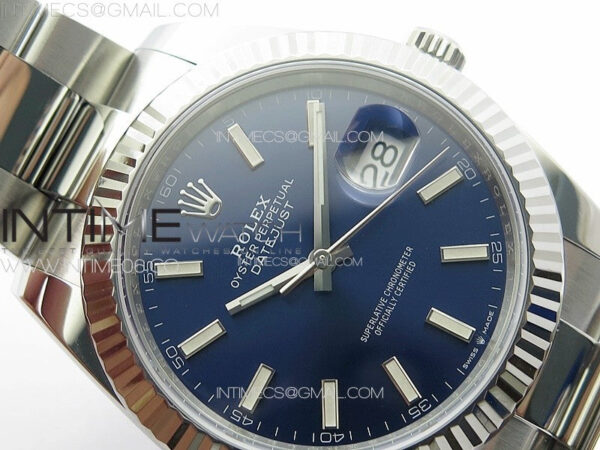 DateJust 41 126334 Clean 1:1 Best Edition 904L Steel Blue Stick Dial on Oyster Bracelet VR3235 – Bild 8