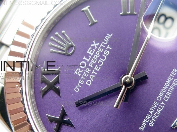 Datejust 31mm 278275 SS BP Best Edition Purple Roman Markers Dial(@6 Crystal Makrer) on SS President Bracelet – Bild 8