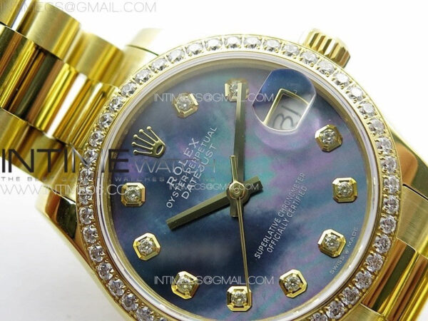 DateJust 31mm 178271 YG APSF Best Edition Blue MOP Dial Crystal Markers on President Bracelet A2824 – Bild 6