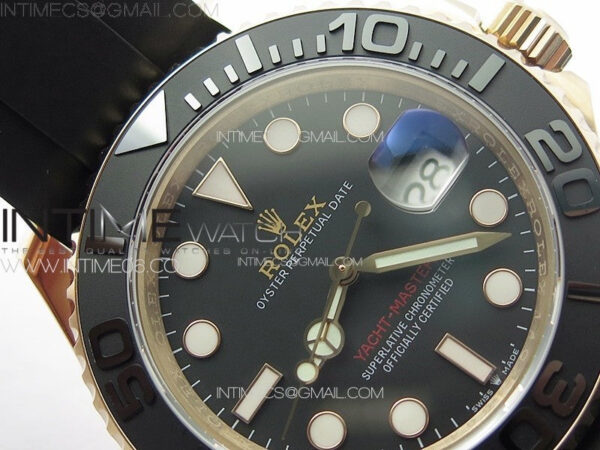 Yacht-Master 126655 3EF 1:1 Best Edition 3D Black Ceramic Bezel on Black Rubber Strap VR3235 – Bild 8