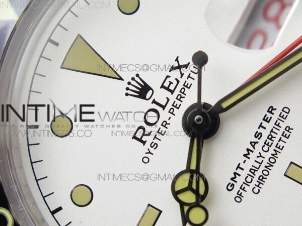 Vintage GMT Master 6542 Black/Red Bezel B12 White Dial on SS Bracelet A2836 – Bild 9