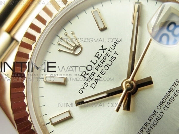 Datejust 31mm 278275 RG BP Best Edition Silver Sticks Markers Dial on RG President Bracelet – Bild 8