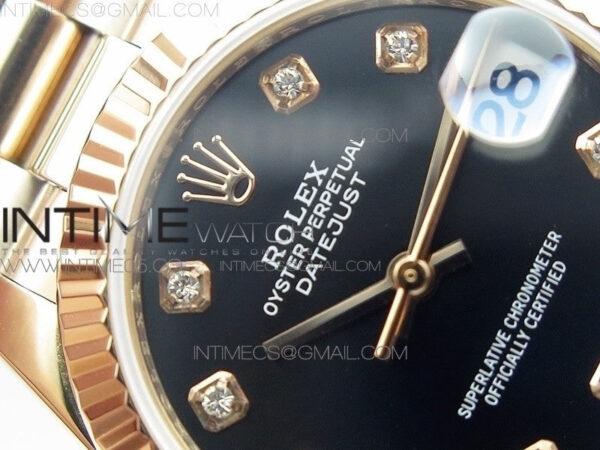 Datejust 31mm 278275 RG BP Best Edition Black Crystal Markers Dial on RG President Bracelet – Bild 8
