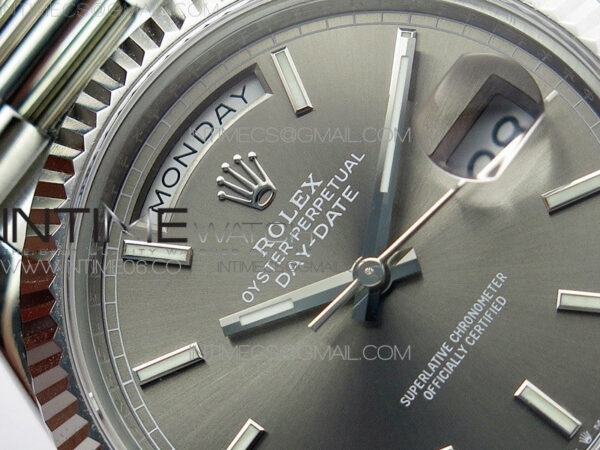 Day Date 40mm SS BP 1:1 Best Edition Gray Stick Dial on SS Bracelet A2836 – Bild 7