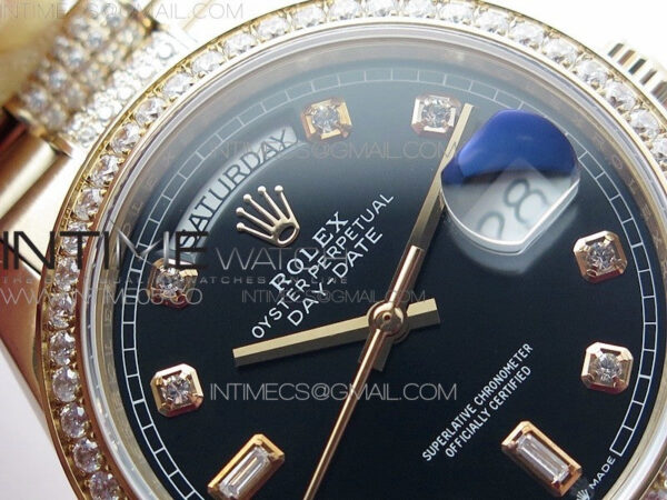 Day-Date 36 128235 RG/Crystal BP Best Edition Black Crystal Marker Dial on RG President Bracelet A2836 – Bild 9