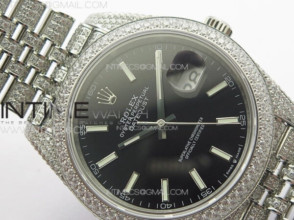 DateJust 41 126334 Full Paved Diamonds BP Best Edition Black Dial Stick Markers on Jubilee Bracelet A2824 – Bild 8