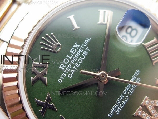 Datejust 31mm 278275 RG BP Best Edition Green Roman Markers Dial @6 Dia on RG President Bracelet – Bild 8
