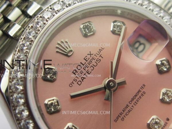 Datejust 28mm 279179 SS/Crystals Bezel APSF Best Edition Pink Dial Crystals Markers on SS Jubilee Bracelet NH05 – Bild 9