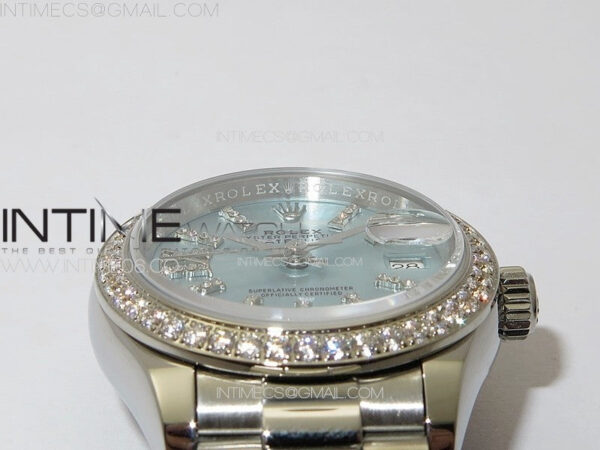 Datejust 28mm 279179 SS/Crystals APSF Best Edition Ice Blue Dial Sticks Crystals Markers on SS President Bracelet NH05 – Bild 8