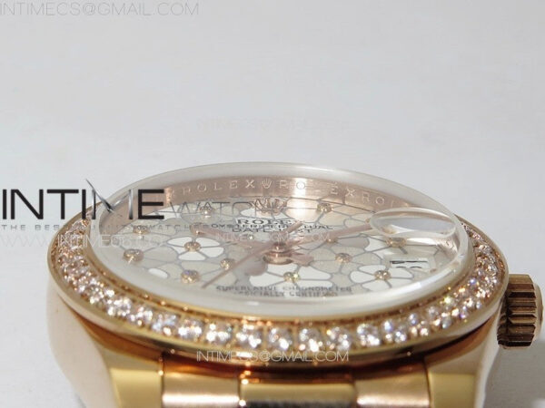 DateJust 31mm 278274 RG Crystals Bezel GMF Best Edition Silver Flowers Crystals Dial on RG President Bracelet A2824 – Bild 8