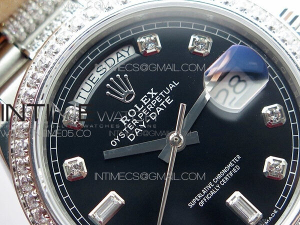 Day-Date 36 128239 SS/Crystal BP Best Edition Black Crystal Markers Dial on SS President Bracelet A2836 – Bild 8
