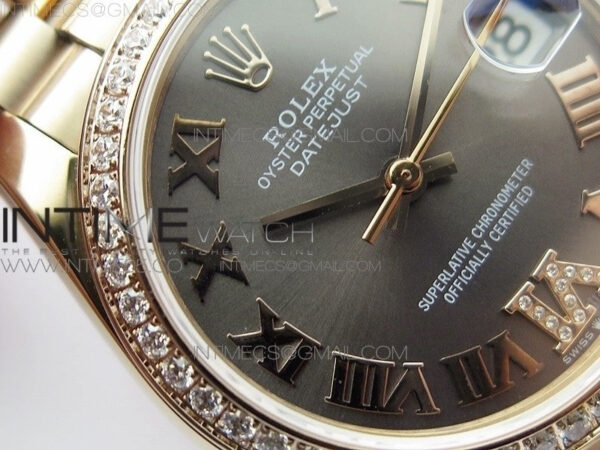 Datejust 31mm 278275 RG Dia Bezel BP Best Edition Gray Roman Markers Dial @6 Dia on RG President Bracelet – Bild 8