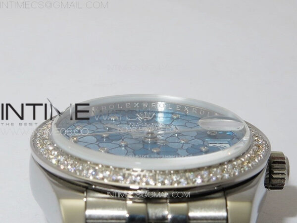 DateJust 31mm 278274 904L SS/Crystals Bezel GMF Best Edition Blue Flowers Crystals Dial on 904L Jubilee Bracelet A2824 – Bild 8