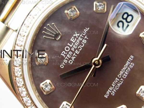 Datejust 31mm 278275 RG BP Best Edition Dia Bezel Brown Roman Crystal Markers Dial on RG President Bracelet – Bild 9