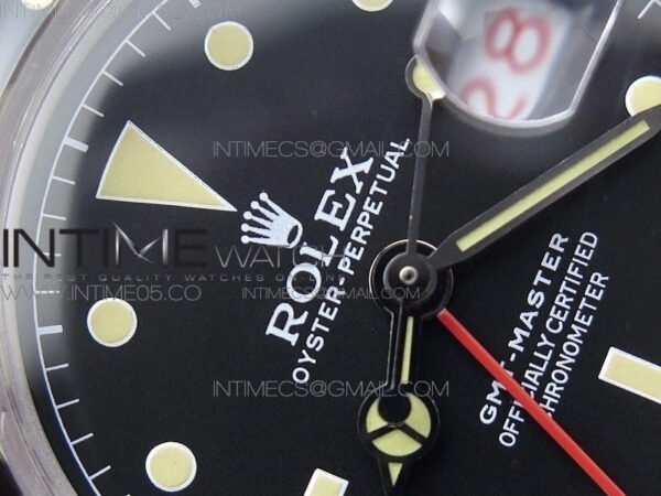 Vintage GMT Master 6542 Black/Red Bezel B12 Black Dial Style02 on SS Bracelet A2836 – Bild 8