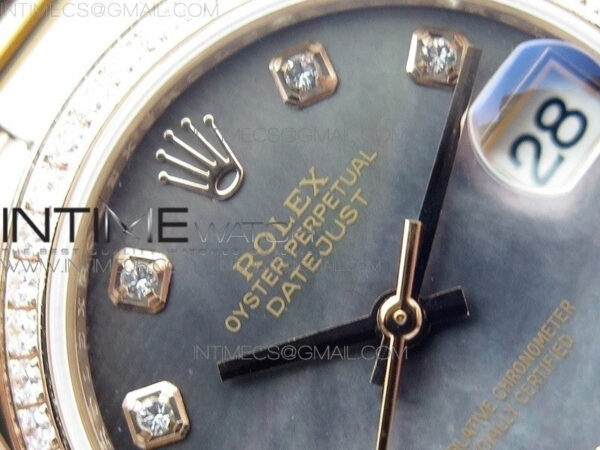 Datejust 31mm 278275 RG Dia Bezel BP Best Edition Gray MOP Crystal Markers Dial on RG President Bracelet – Bild 8