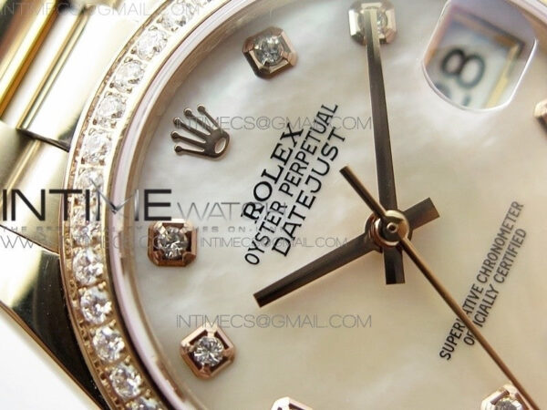 Datejust 31mm 278275 RG Dia Bezel BP Best Edition White MOP Crystal Markers Dial on RG President Bracelet – Bild 8