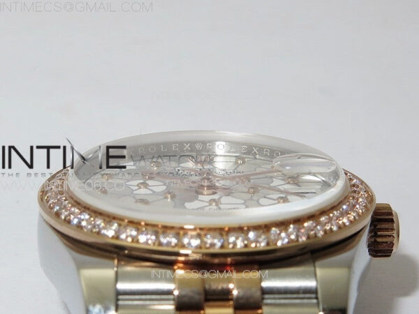 DateJust 31mm 278274 904L SS/RG Crystals Bezel GMF Best Edition Silver Flowers Crystals Dial on 904L SS/RG Jubilee Bracelet A2824 – Bild 8