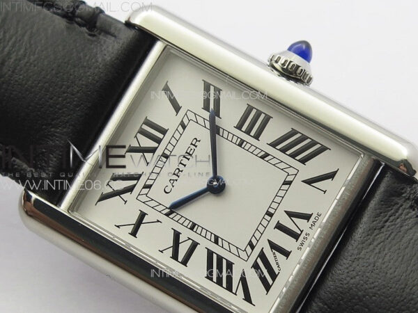 Tank Louis Ladies 25mm SS 8848F 1:1 Best Edition White Dial on Black Leather Strap Ronda Quartz – Bild 8