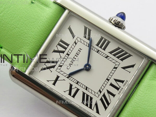 Tank Louis Ladies 25mm SS 8848F 1:1 Best Edition White Dial on Green Leather Strap Ronda Quartz – Bild 8