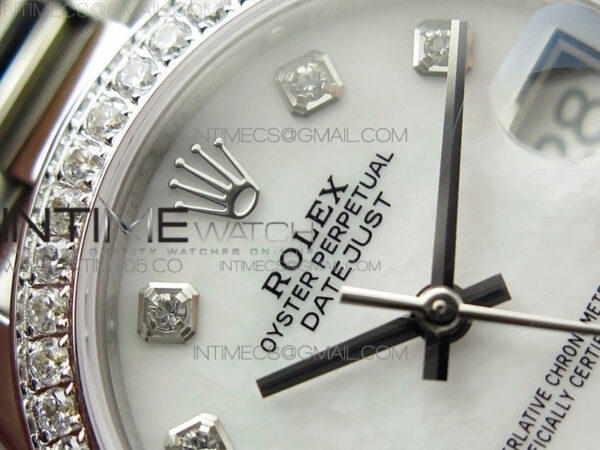 Datejust 31mm 278275 SS Crystal bezel BP Best Edition White Mop Dial(@6 Crystal Marker) on SS President Bracelet – Bild 8