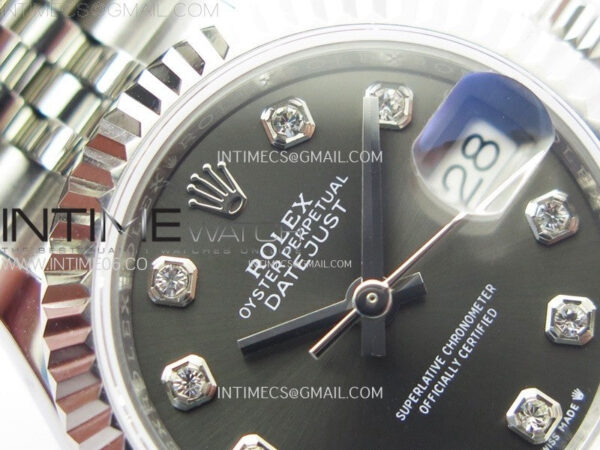 Datejust 28mm 279179 SS APSF Best Edition Gray Dial Crystals Markers on SS Jubilee Bracelet NH05 – Bild 7