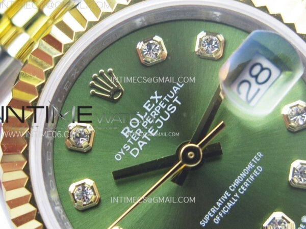 Datejust 28mm 279173 SS/YG APSF Best Edition Green Dial Crystals Markers on Jubilee Bracelet NH05 – Bild 8