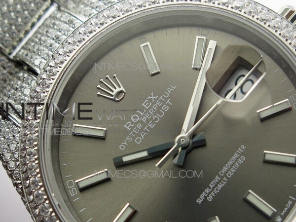 DateJust 41 126334 904 Full Paved Diamonds BP Best Edition Gray Dial Sticks Markers on Oyster Bracelet A2824 – Bild 11