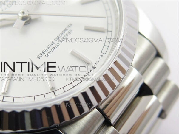 Day-Date 36 128239 SS BP Best Edition White Sticks Markers Dial on SS President Bracelet – Bild 8