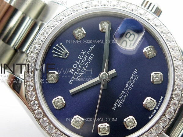 DateJust 31mm 178271 SS Crystal Bezel APSF Best Edition Blue Dial Crystal Markers on Oyster Bracelet A2824 – Bild 8